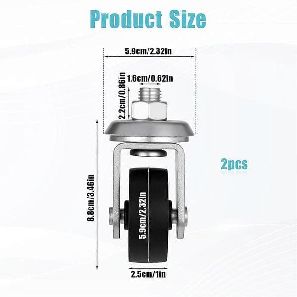 2 kpl tunkin pyöriä 4 tonnin tunkille, valurautapyörät 16 mm akselilla, tunkin varaosat Black