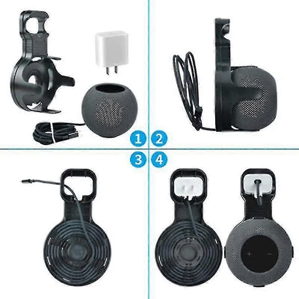 Væghylder til Homepod Mini, monteres uden rodede ledninger EU-stik[zd] white