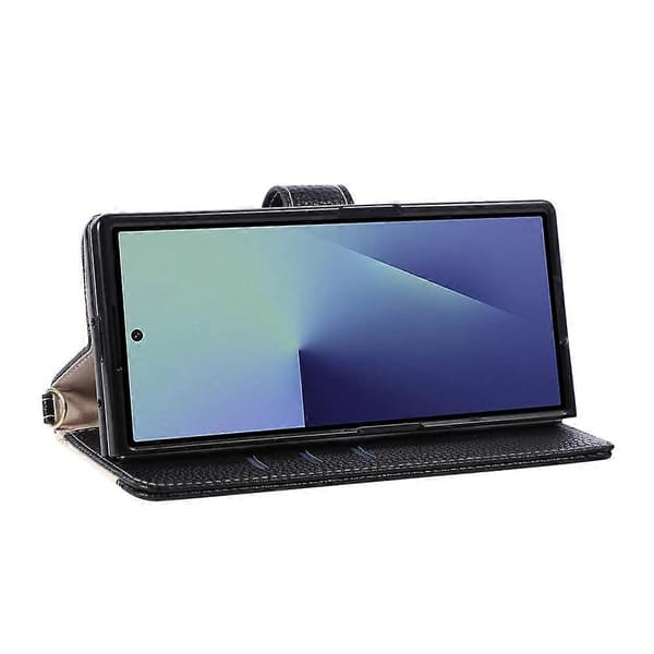 Kompatibel med Samsung Galaxy Z Fold8 Ultra Plånboksfodral Triangulär skarvning Dragkedja Läder Telefonfodral med handledsrem Black