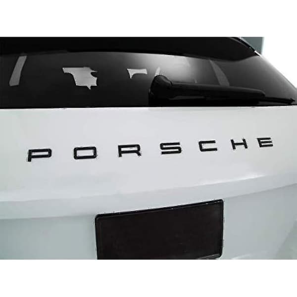 Blank sort Porsche bogstav bagklap emblem til 911 Carrera Cayenne Turbo Gt3