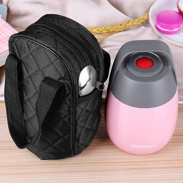 Matboks med skje for mat- og suppebeholder [zd] Pink