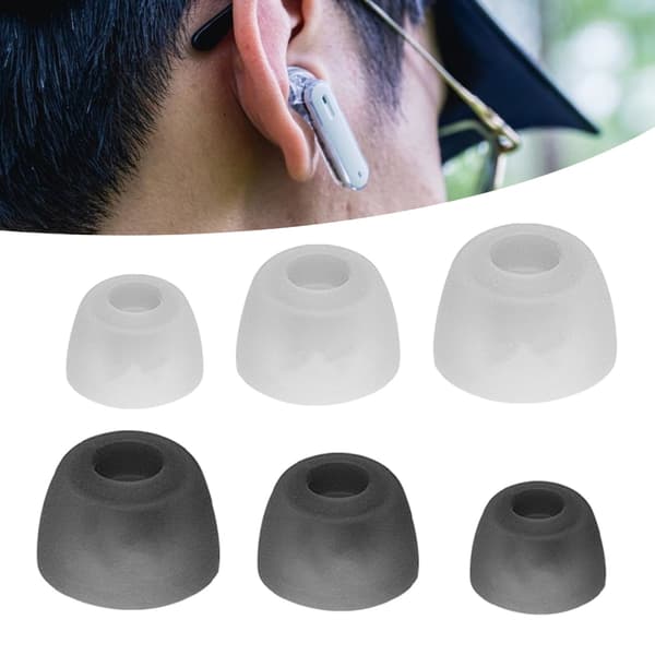 6 stk. silikone ørepropper til Tune Beam in-ear hovedtelefoner, støjisolering Transparent 0.02