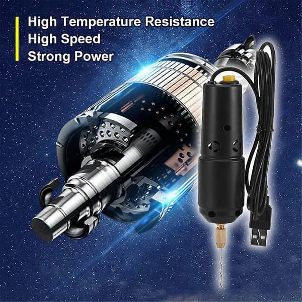 Mini Drill for Jewelry Making, Electric USB Drill Set with 10 0.8 to 1.2mm Drill Bits for Resin Casting
