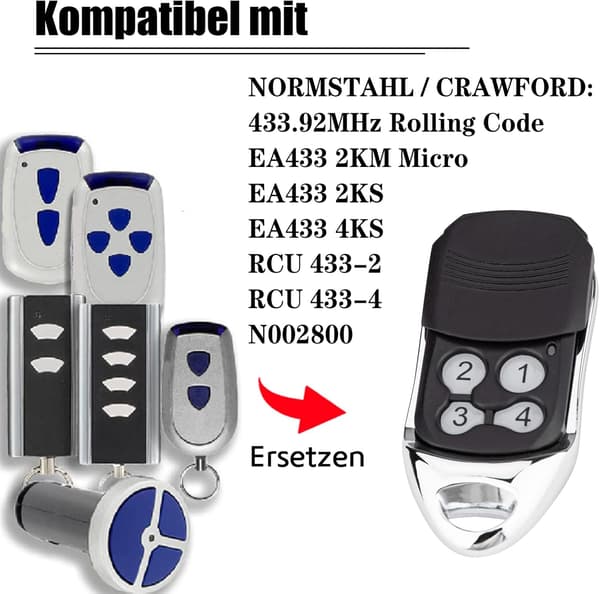 [zd]Crawford EA433 2KS/4KS Håndsender - 2-pak - 433.92 Rolling Code Fjernbetjening