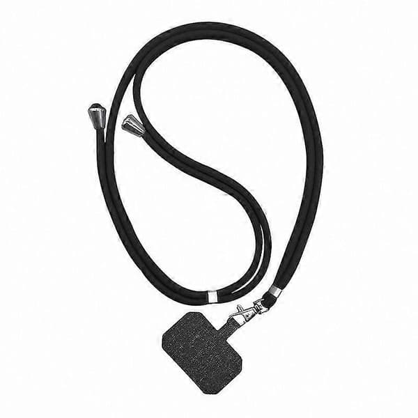 Justerbar Nylon Crossbody Telefon Snor med Patch Design til Mobile Enheder[zd] Black 1pc