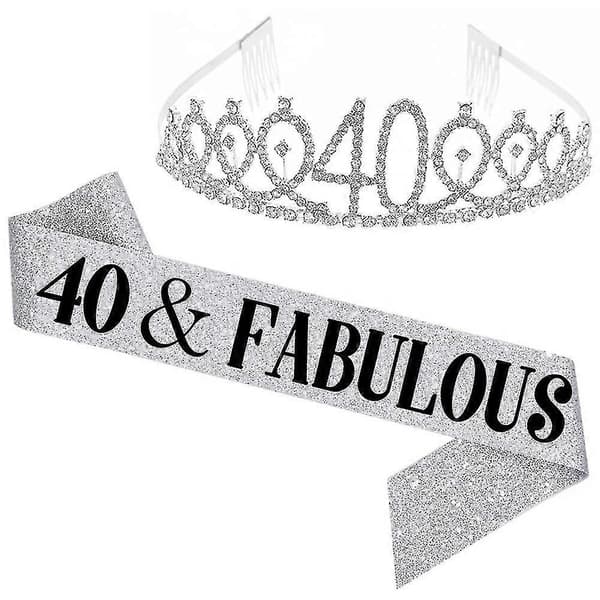 Kvinner Glitrende Rhinestone Bokstavtrykk Skjerf Diadem Sett Bursdagsfestutstyr Silver 18 Years Old