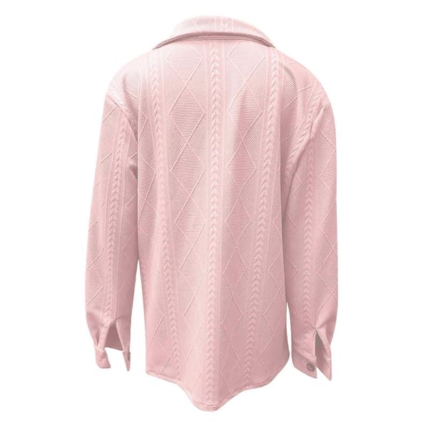 Oversized Shacket-jacka för kvinnor, knäppt skjorta med kabelstruktur, avslappnad långärmad lös jacka vit S White S