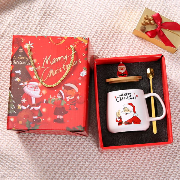 Kreativ Jule Keramik Kop Kaffe Kop Med Låg Ske Spøgelsesagtig Julemand Gave Kop Gave Sæt 5 patterns mixed gift boxes 5 patterns mixed gift boxes 301-400ml