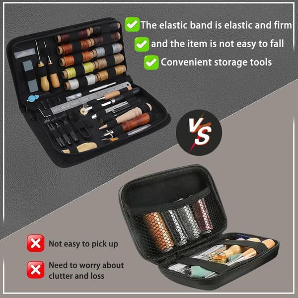 [zd]Leatherworking Tools, Leather Craft Kits and Supplies, Leather Tool Kit with Waxed Thread, Sewing Tools, Awl for Punching, Sewing and DIY Crafts