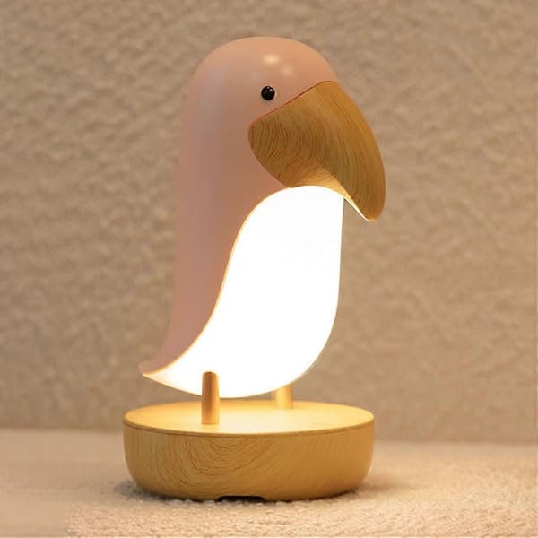 Tukanfågel Tecknad Skrivbords LED Dimbar Bluetooth-högtalare för Barnpresent Sovrum Nattlampa Trådlös B[zd] Pink