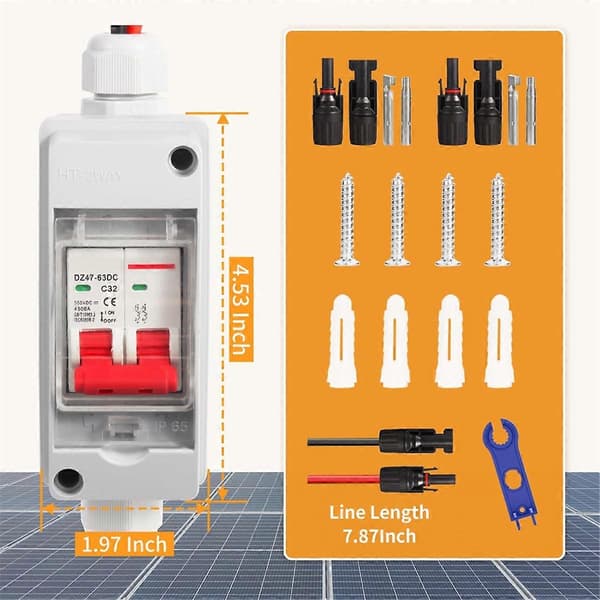 [zd]Solpanelafbryder DC 500V Solafbryderboks 32Amp IP65 Vandtæt Miniaturekredsløb