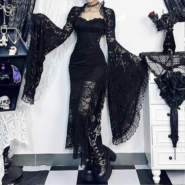 Halloween Gotisk Blondebluse Stor Blonde Udsvunget Ærmedesign Festkostume L