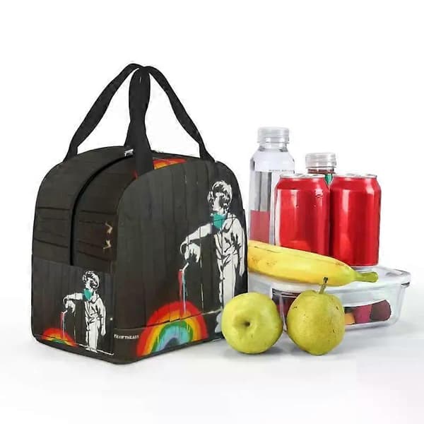 a2493 Banksy Rainbow Isolert Matpose Gatekunst Graffiti Matboks Kontor Arbeid Skole sz1002[zd]