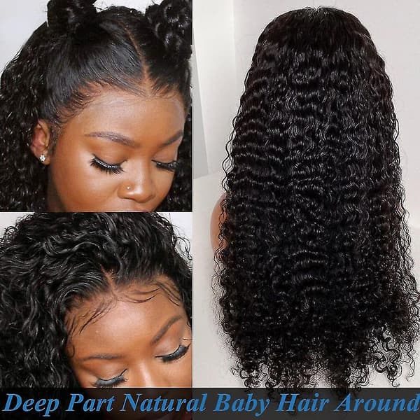 Deep Wave Closure Peruk Äkta Hår Spets Frontal Peruker 13x6 Spets Front Peruk Förplockad Blekt Knutar Peruker 13x4 Deep