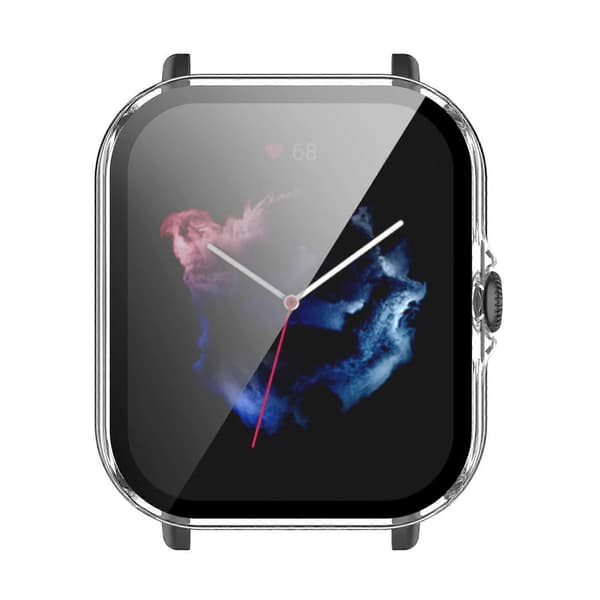 För Amazfit GTS 3 PC + Skärmskydd i härdat glas Transparent White