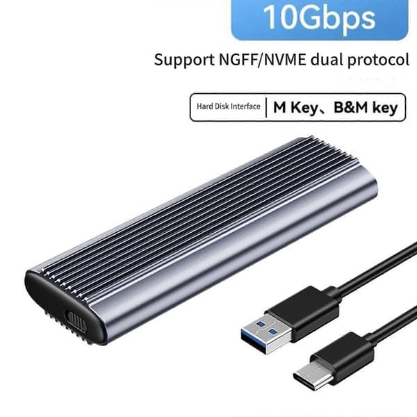 M.2 Solid Disk-kabinett for NVMe to protokoller, USB C 3.1 10 Gb ekstern HDD-boks for PCIE Solid Disk 2230/2242/2260/2280 aluminium[zd] With a c line