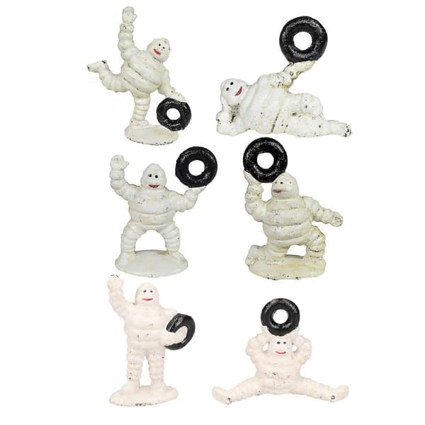 6-pakning Mini Michelin Mann Maskot Bibendum Støpejernsstatue Figurer
