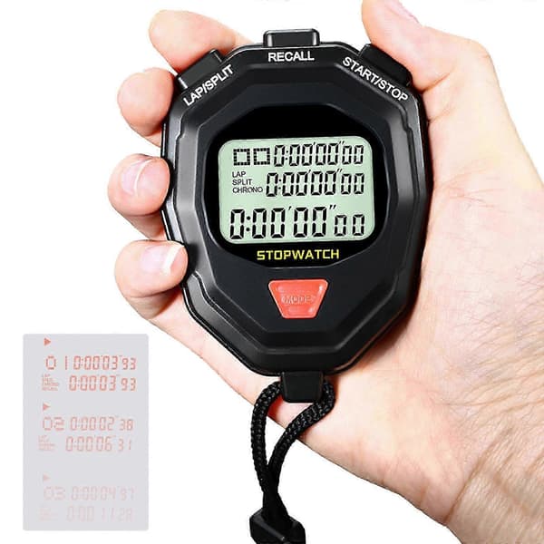 Precision Timer Tools Digital Stoppur Timer Utomhussport Timer Kronograf Stoppur med Snodd Stor Display 3 rows 100 lanes