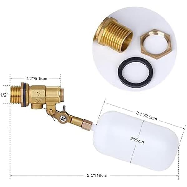 [zd]1/2 tomme flydeventil, vandflydeventil til dam, flydeventilafspærring, automatisk påfyldning, til husdyrtanke