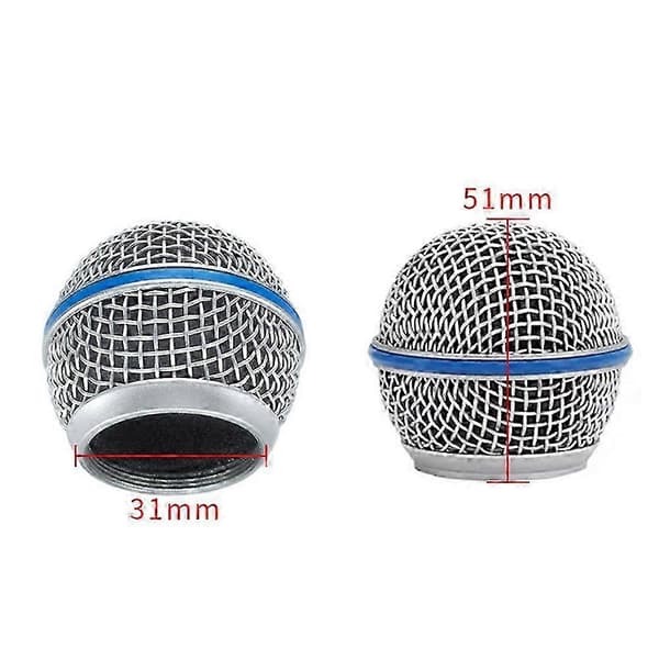 Erstatning Blå Stål Mesh Mikrofonhode Mikrofon Grille Erstatningshode DIY Deler Tilbehør