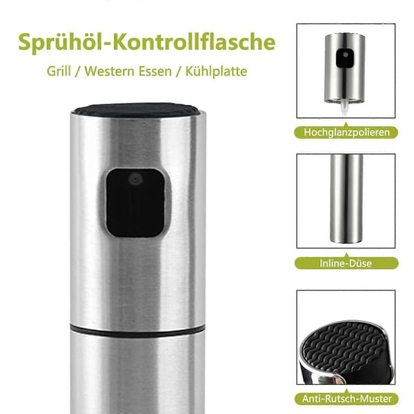 [zd]Olieforstøver Madolie Sprayflaske Rustfrit Stål Oliedispenser Forstøver Madlavningsgrill Olieforstøver (100ML)