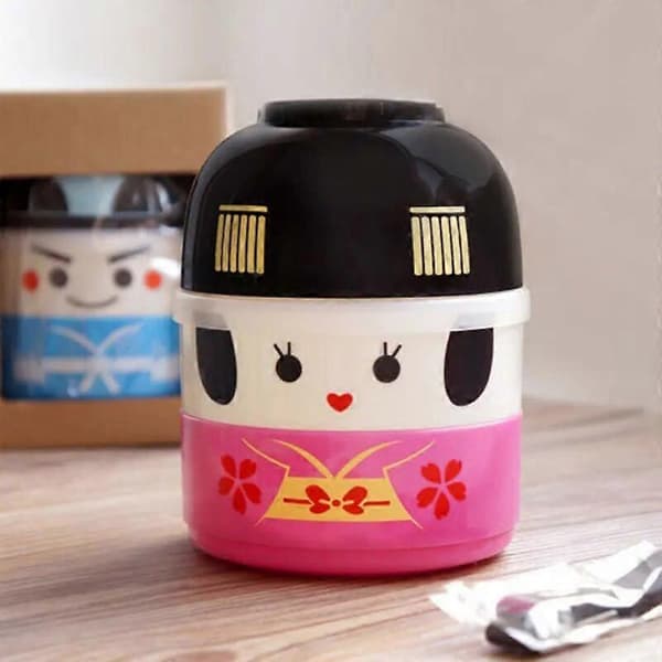 Matlåda för barn Bento Japansk docka Bento Box blue