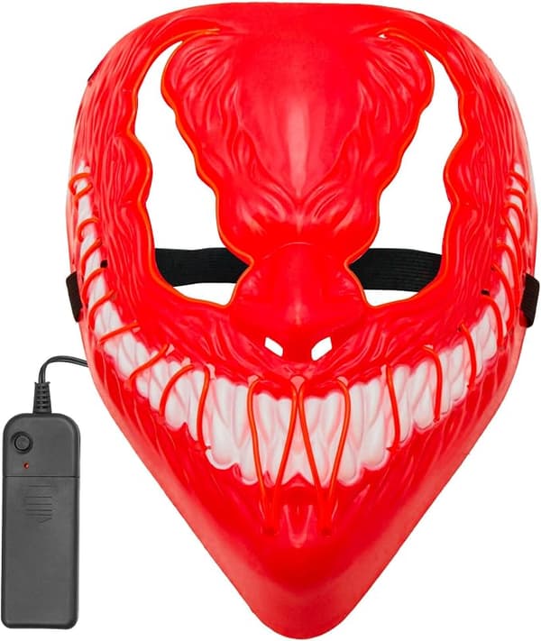 Halloween-hohtomaskit, LED-hirviömaskit, pelottavat kasvot, demonit, Halloween (punainen) Red