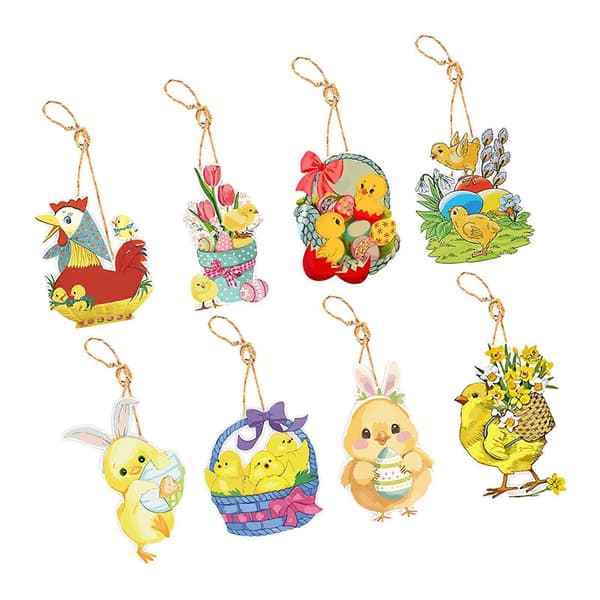 2-4-pack 8 st påskdekorationer för hemmet Hängande prydnader för väggfönster[zd] 2 Pcs