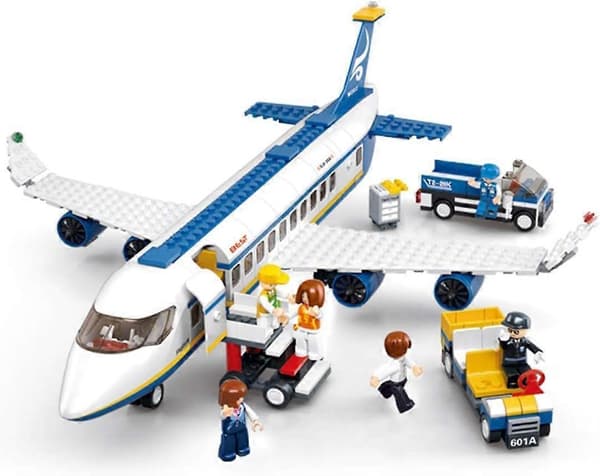Passagererfly med arbejdere og lastbil, Le,go-kompatibelt fly - 463 dele