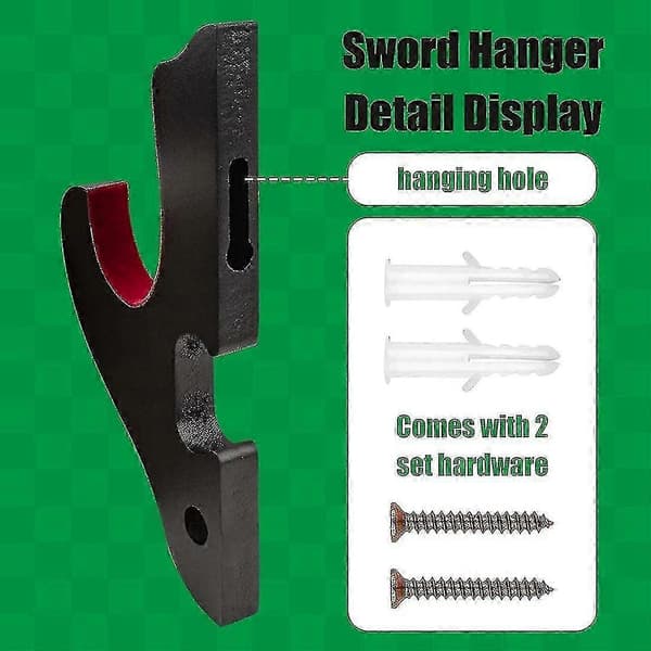 Svärd väggfäste 2/set 1-vånings vadderad Katana-hållare justerbar displayhängare för svärd, 1-vånings-pad S