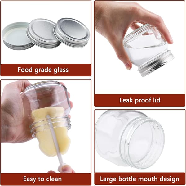 Glasburkar, 6 glasburkar med lock, idealiska för barnmat och matlagning (250 ml)