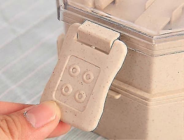 1 stk Mikrobølgeovn Matboks Hvetehalm 2-lags Servise Matbeholder (beige)[zd]