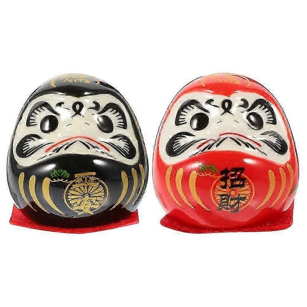 2st Daruma-figur Keramisk Japansk Daruma-dockstaty Rikedom Säkerhet Darma[zd]