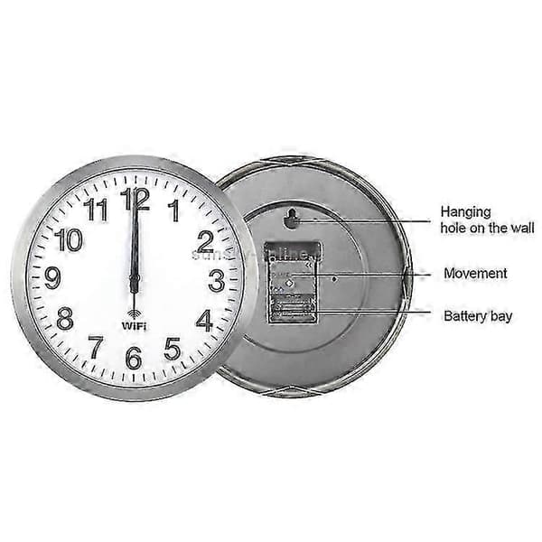 Smart Network Automatic Time Synchronization Wifi Wall Clock Modern Simple Silent Living Room Clock - 12 Inch (White)