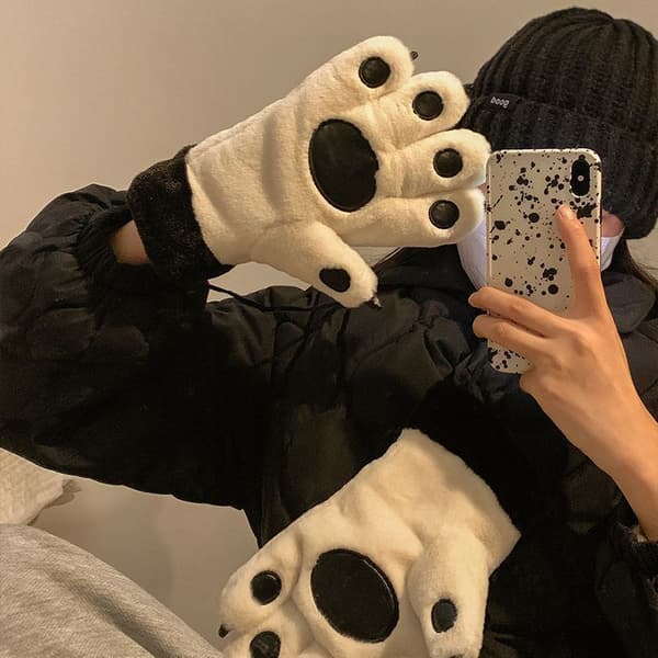 Fyldte dyrepotehandsker, handsker dyrepotehandsker blød sweaterpote bløde potehandsker lodne poter cosplay potehandsker