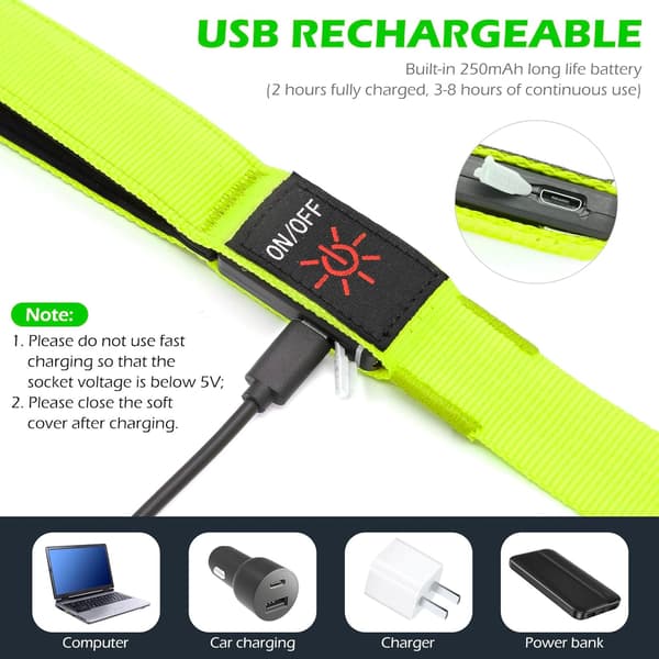 [zd]LED Hundebånd Lysende 1,2 meter USB Oppladbar Nylon Webbing Glød Sikkerhet Standard Grønn)