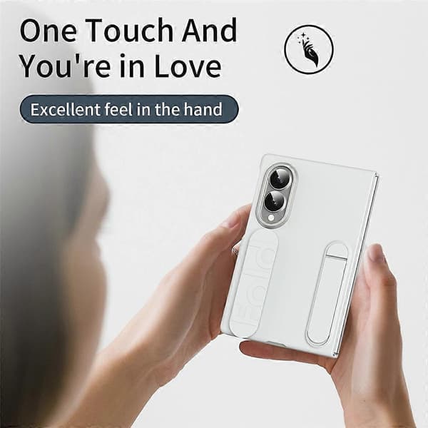 Kompatibel med Samsung Galaxy Z Fold8 telefoncover med støttefod og håndledsrem i PC-silikone White
