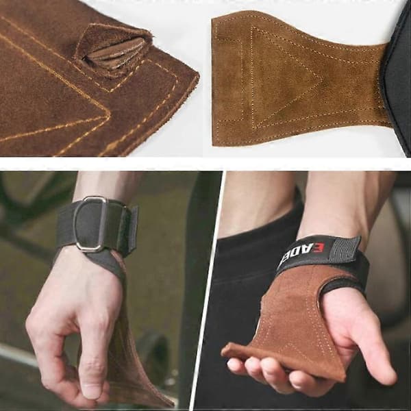 EADEN Pull-ups Booster Handskar Horisontell Stång Halkfri Handledsstödsbälte Träningsstöd, Storlek:M Brown