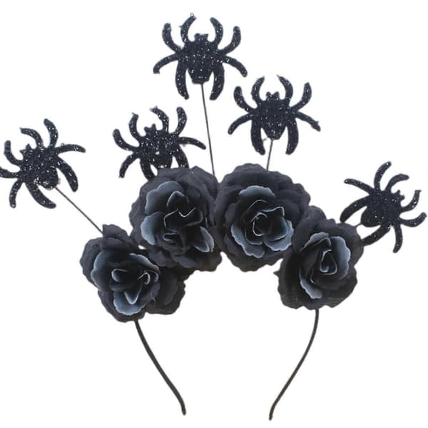 Edderkopphodebånd Halloween Tiaraer og kroner Halo Blomsterhodebånd for jenter[zd] Mörkgrå