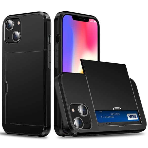 SKALO iPhone 14 Armor Cover Kortholder - Sort Svart black