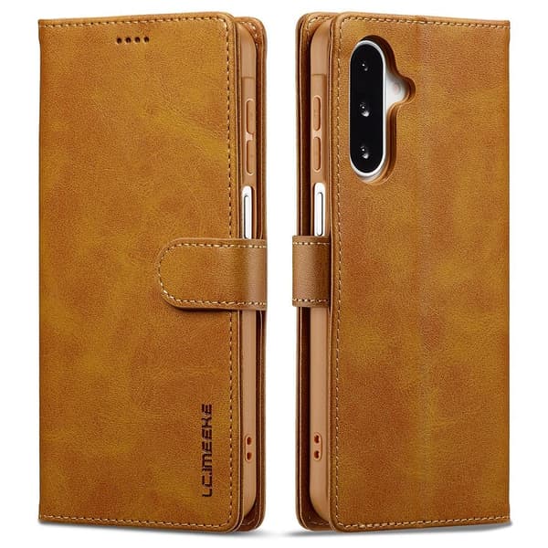 SKALO Samsung A17 LC.IMEEKE Premium PU-läder Plånboksfodral - Ljusbrun brown