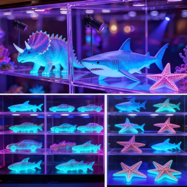 Mini UV Blacklight Spotlight – USB LED Blacklight for vinskap-display, innendørs vitrinebelysning, tilgjengelig i svart, sølv og gull Silvery 6 Heads