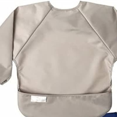 Fläckfria Bebis-Haklappar, 2-pack Långärmad Haklappsset, Småbarns Vattentäta Haklappar, Maskintvättbara, Ljusgrå