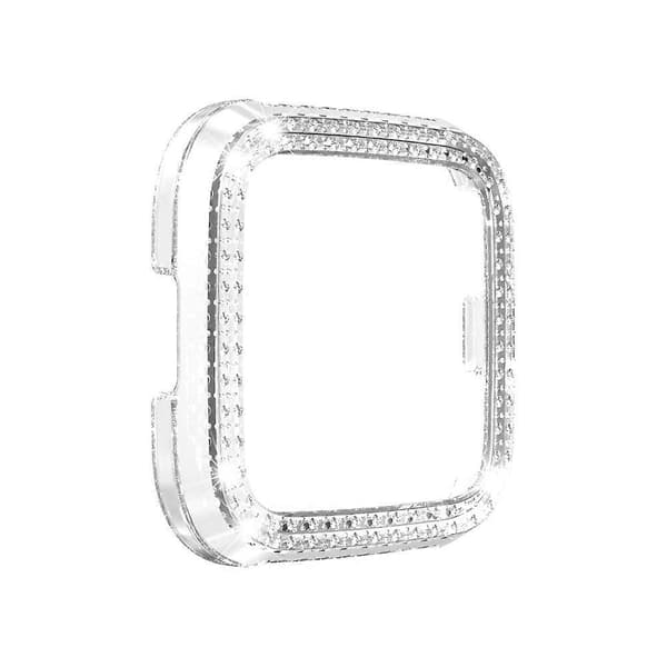 Til Fitbit versa / versa lite PC Dobbelt-række Diamant-indlagt Beskyttelsesskal (Sort) Transparent