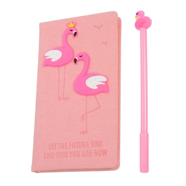 Eease Flamingo Notesbog & Gel Pen Sæt - Pink PU Journal[zd]
