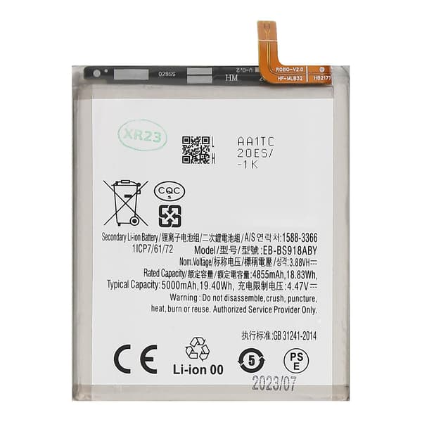 Internt batteri for S23 Ultra Kapasitet 5000mAh Perfekt kompatibel[zd] Svart