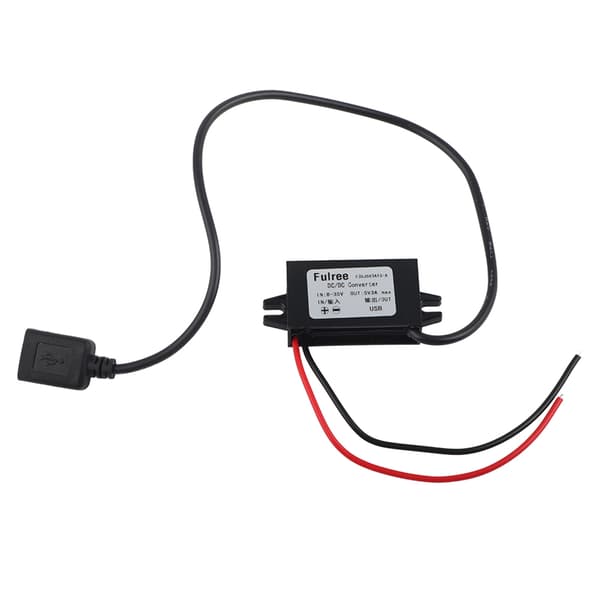 [zd]1 stk DC-DC Buck Adapter 12V/24V til USB 5V 3A Konverter Regulator Kabelledninger