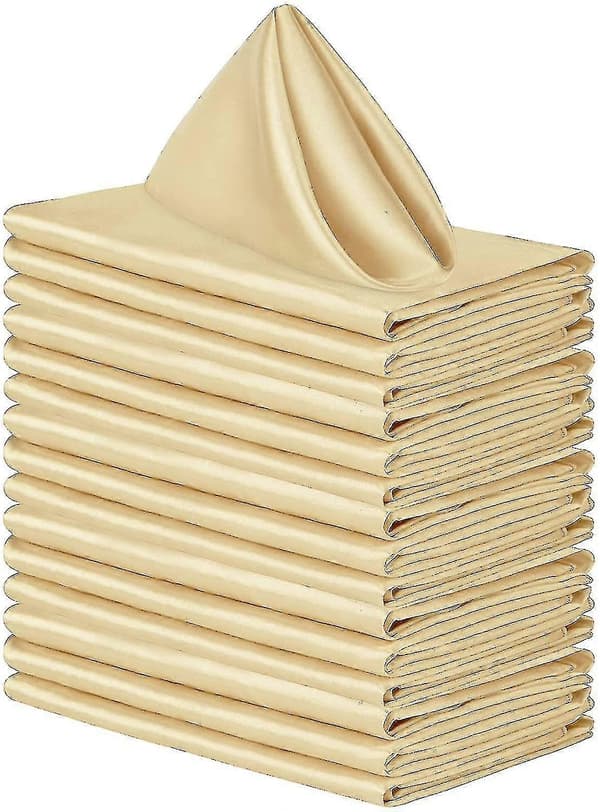 12 stk. stofservietter, tommer satindugservietter, genanvendelige stofservietter til bryllupper - JA champagne champagne 50*50cm
