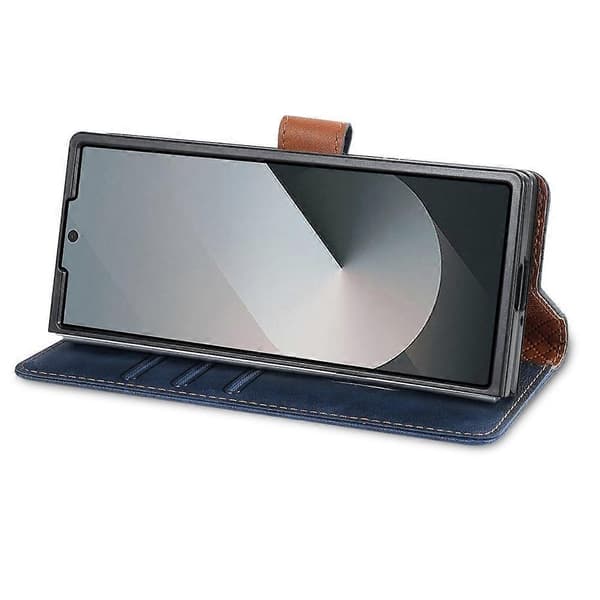 Kompatibel med Samsung Galaxy Z Fold7 5G Ställfodral PU Läder Plånboksfodral S Blue