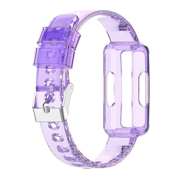 Gennemsigtig silikone integreret urrem til Fitbit Luxe Transparent Purple
